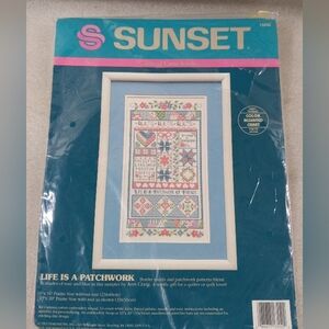 Sunset Life Is A Patchwork #13552 Counted Cross Stitch Kit Quilts 1992 NEW